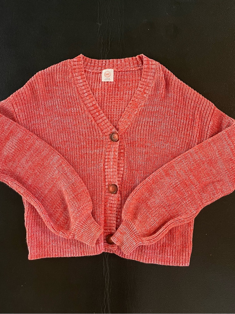 wonder nation Red Ribbed V-Neck Button Cardigan